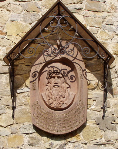 Image - The Iov Kniahynytsky memorial plaque at the Maniava Hermitage.